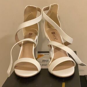 All white Heels WORN ONCE size 8 Women